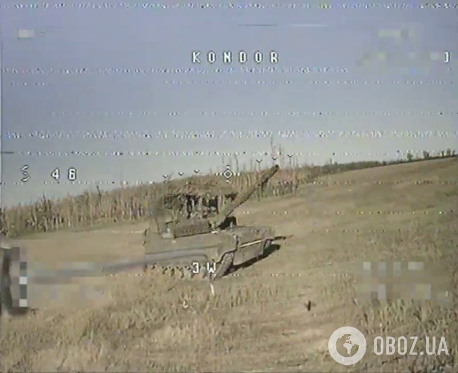 Т-80 российских захватчиков. Кадр, сделанный FPV-дроном
