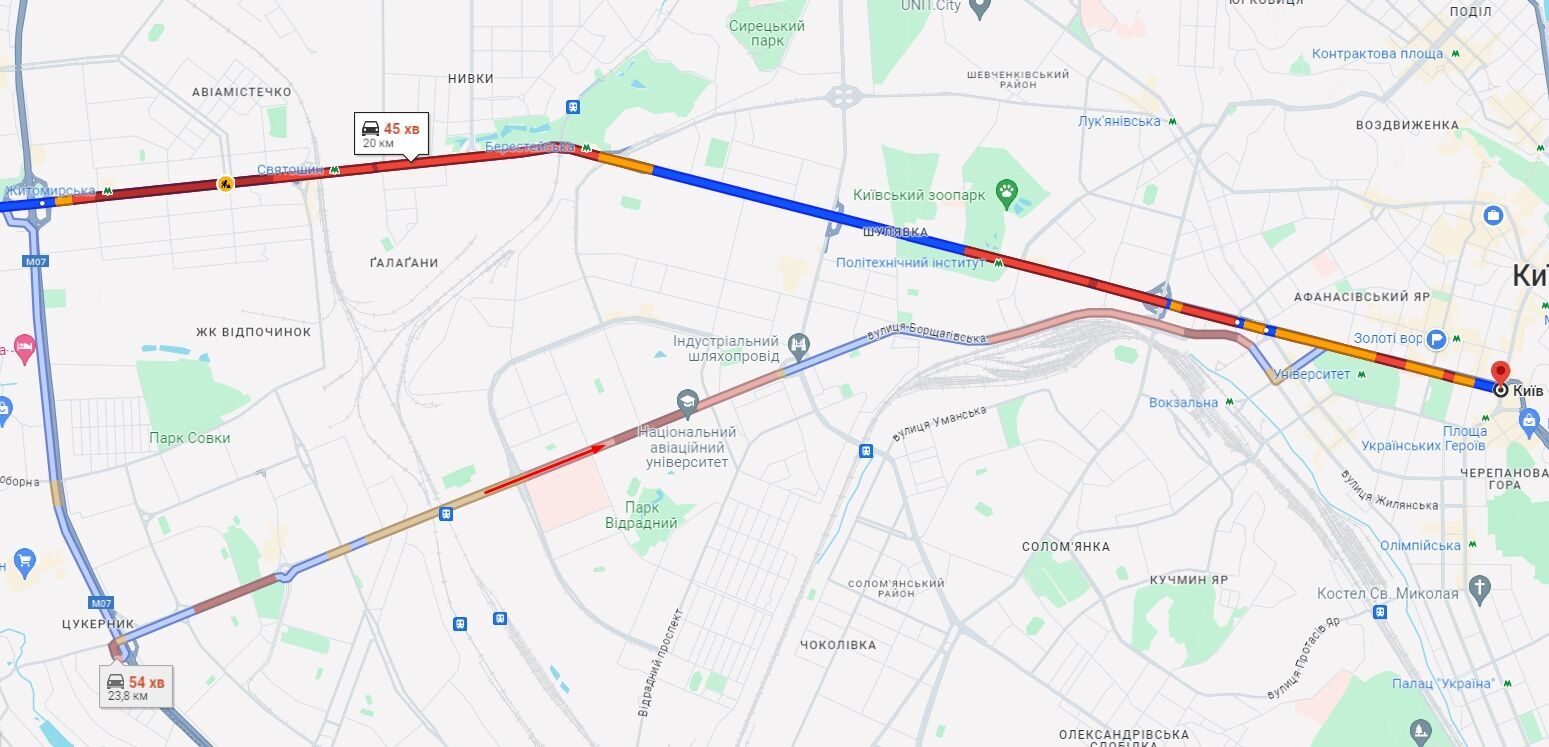 В Киеве в пятницу образовались утренние пробки: где не проехать. Карта