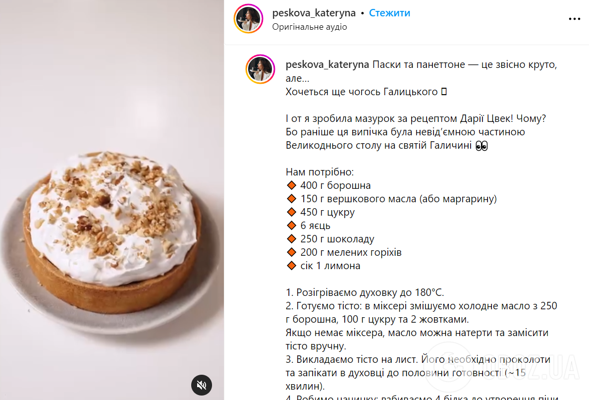Пасхальный мазурок по рецепту Дарии Цвек: как приготовить аутентичную украинскую выпечку на праздник