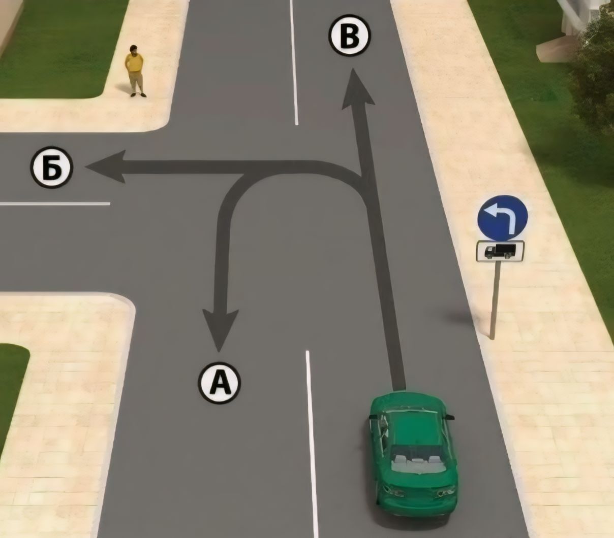В каком направлении можно ехать водителю? Быстрое задание по ПДД