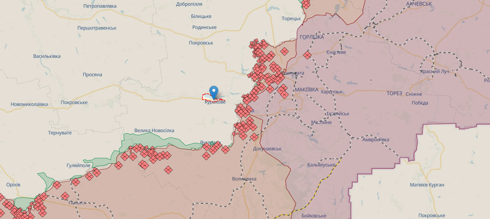 Окупанти намагаються вийти до Курахового та Покровська: Сирський заявив про складну ситуацію на фронті. Карта