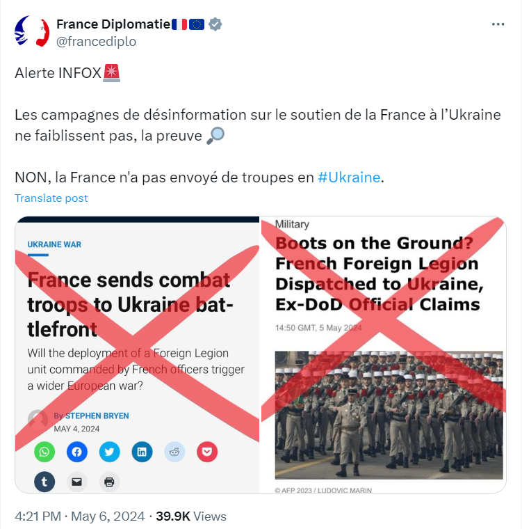 "Дезінформаційні кампанії не слабшають": у Франції сказали, чи відправили війська в Україну