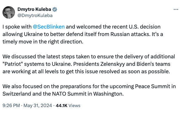 Кулеба: Україна і США працюють на всіх рівнях, щоб якнайшвидше вирішити питання з Patriоt