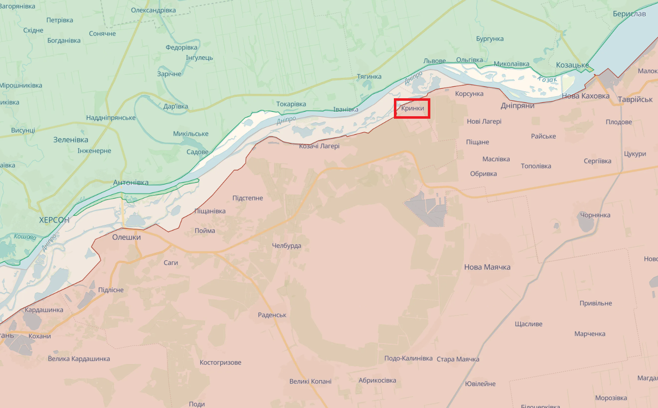 Оккупанты провели штурмы в районе Крынок на левобережье Херсонщины: в Силах обороны юга рассказали о ситуации. Карта
