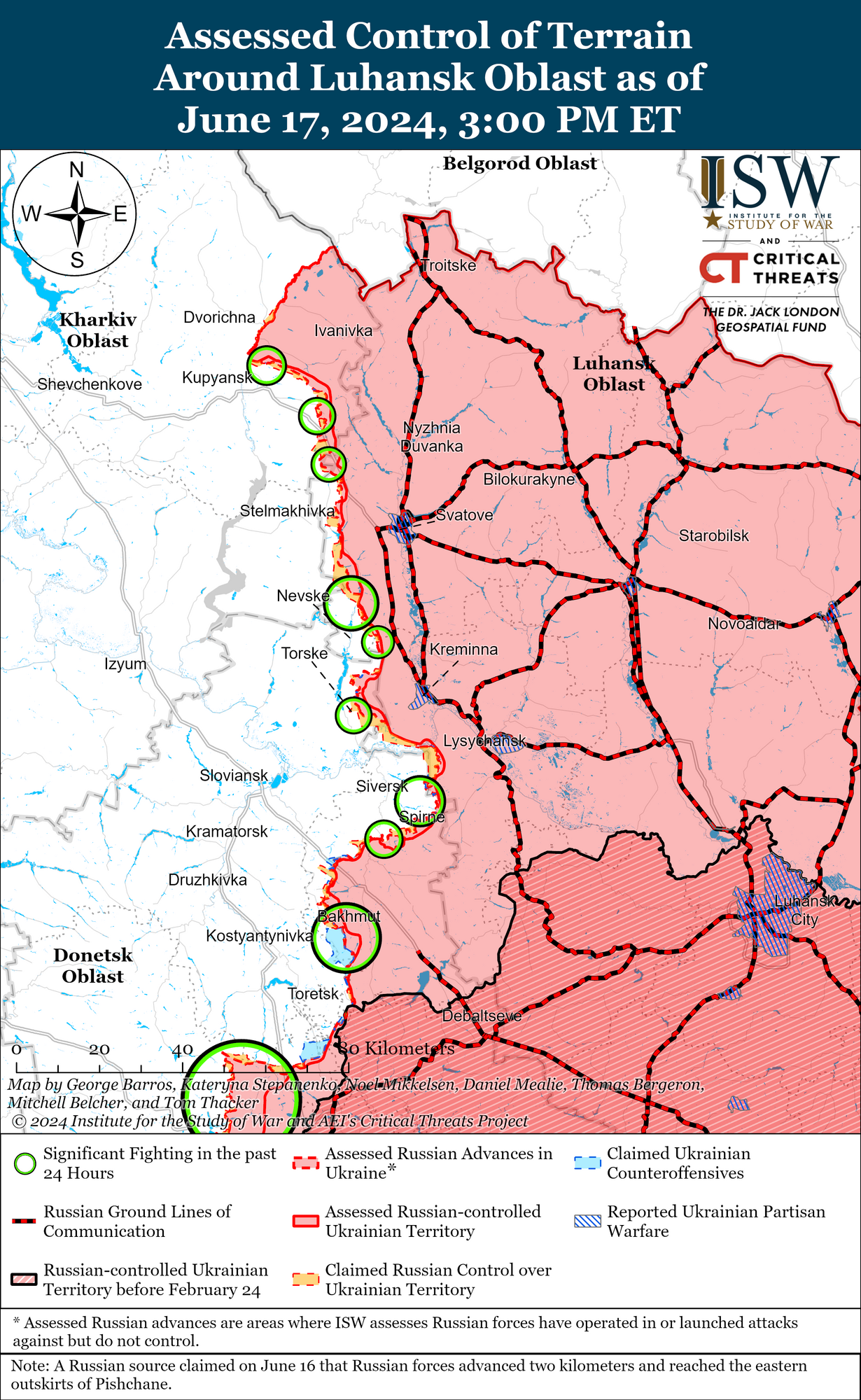 Карта боїв на Харківщині та Луганщині