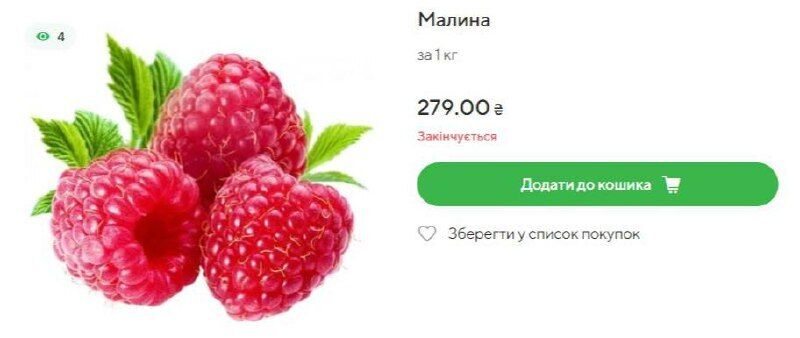 Ціна на малину знизилась