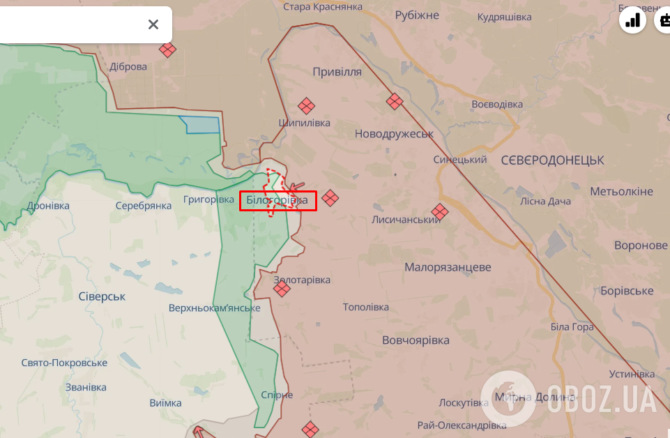 Білогорівка на Луганщині. Карта
