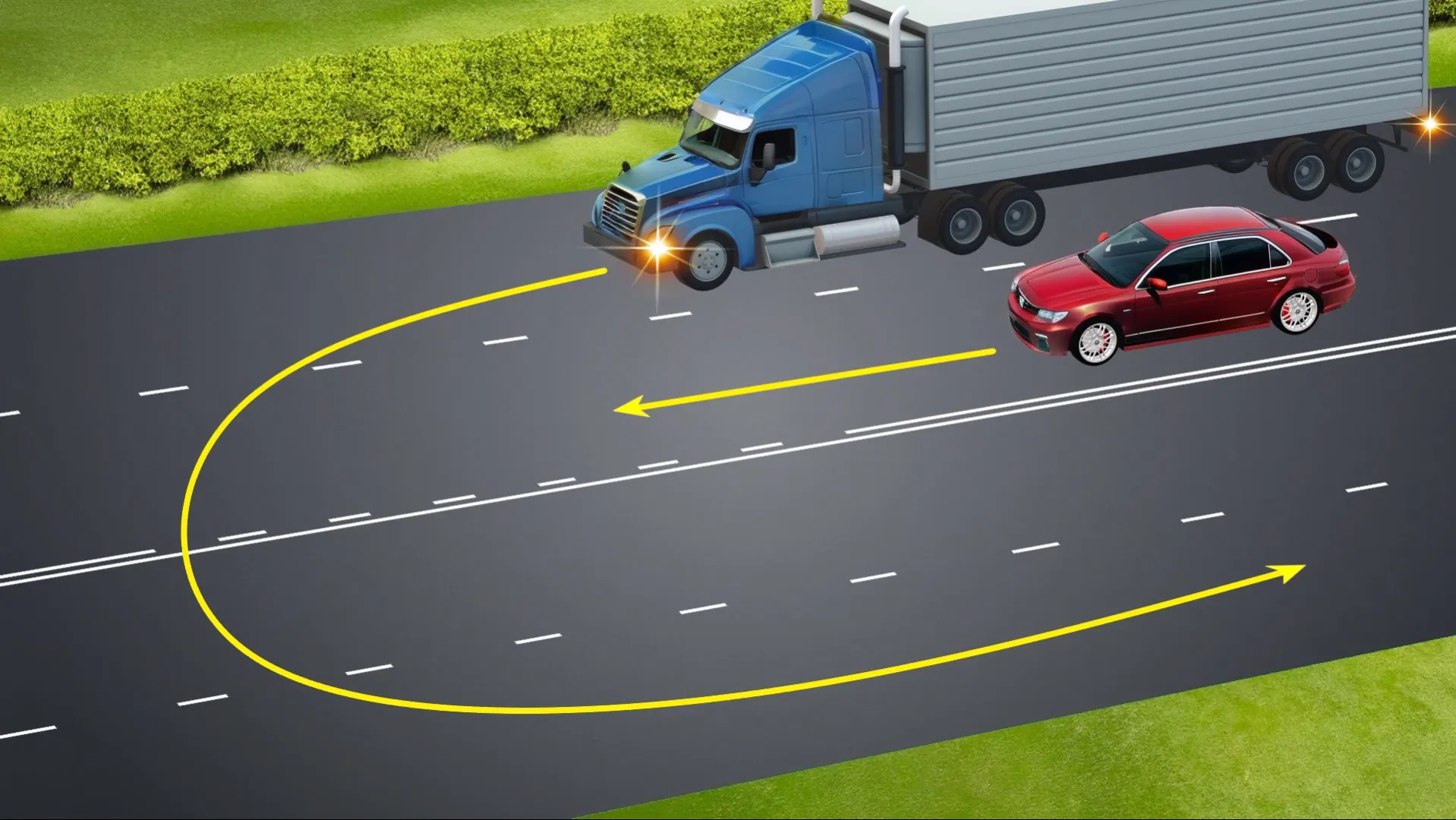 Чи дозволено вантажівці повернути ліворуч із крайнього правого ряду? Складне завдання з ПДР