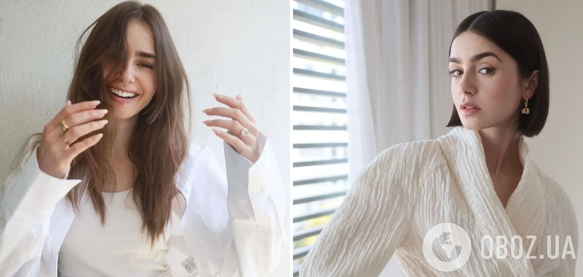 Зірка серіалу "Емілі в Парижі" Лілі Коллінз змінила довгі пасма на елегантний боб. Фото до і після
