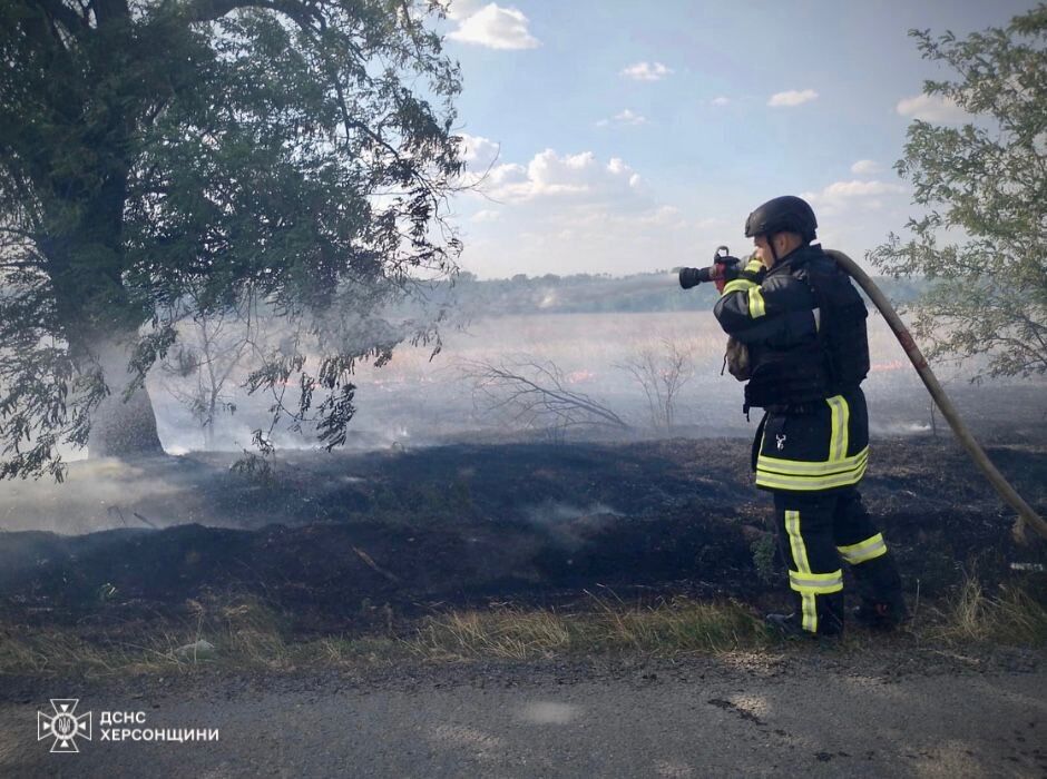 На Херсонщині за добу через російські обстріли вигоріло 16 га екосистем: фото з місця