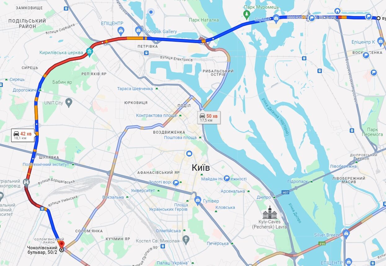 В Киеве утром на дорогах возникли пробки: где затруднено движение авто: Карта