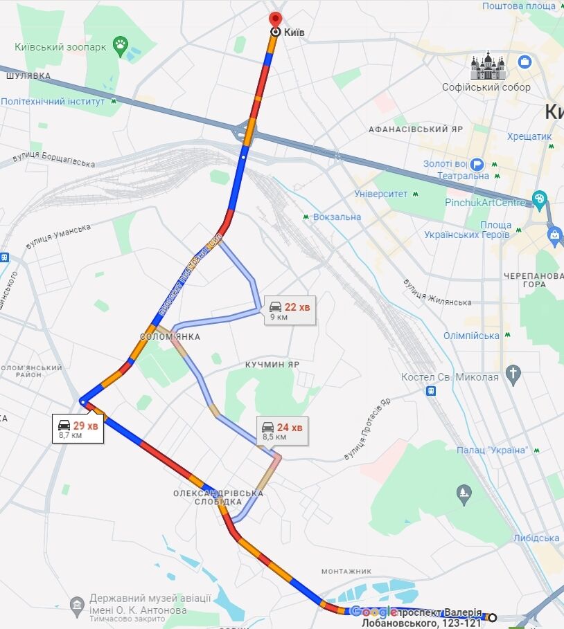 В Киеве утром на дорогах возникли пробки: где затруднено движение авто: Карта