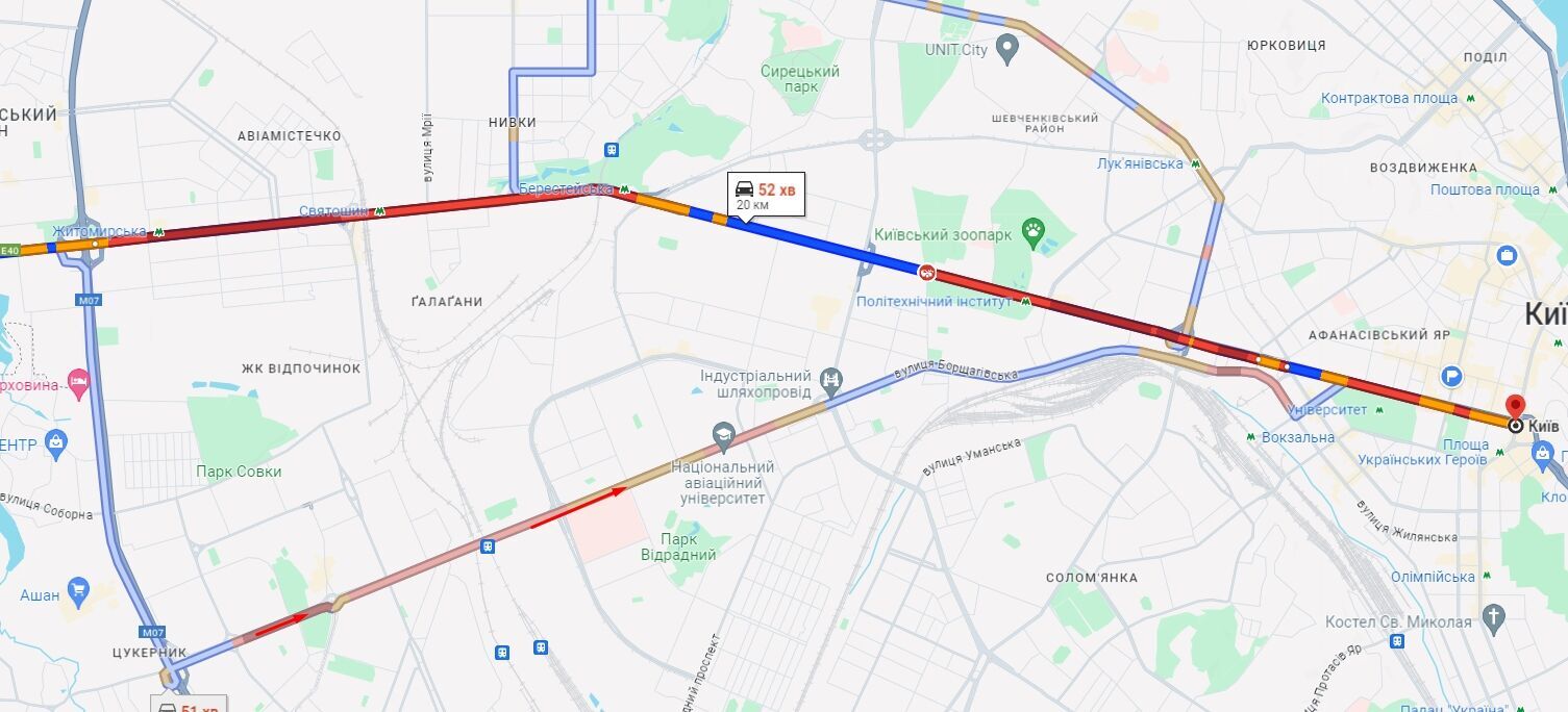 В Киеве утром на дорогах возникли пробки: где затруднено движение авто: Карта