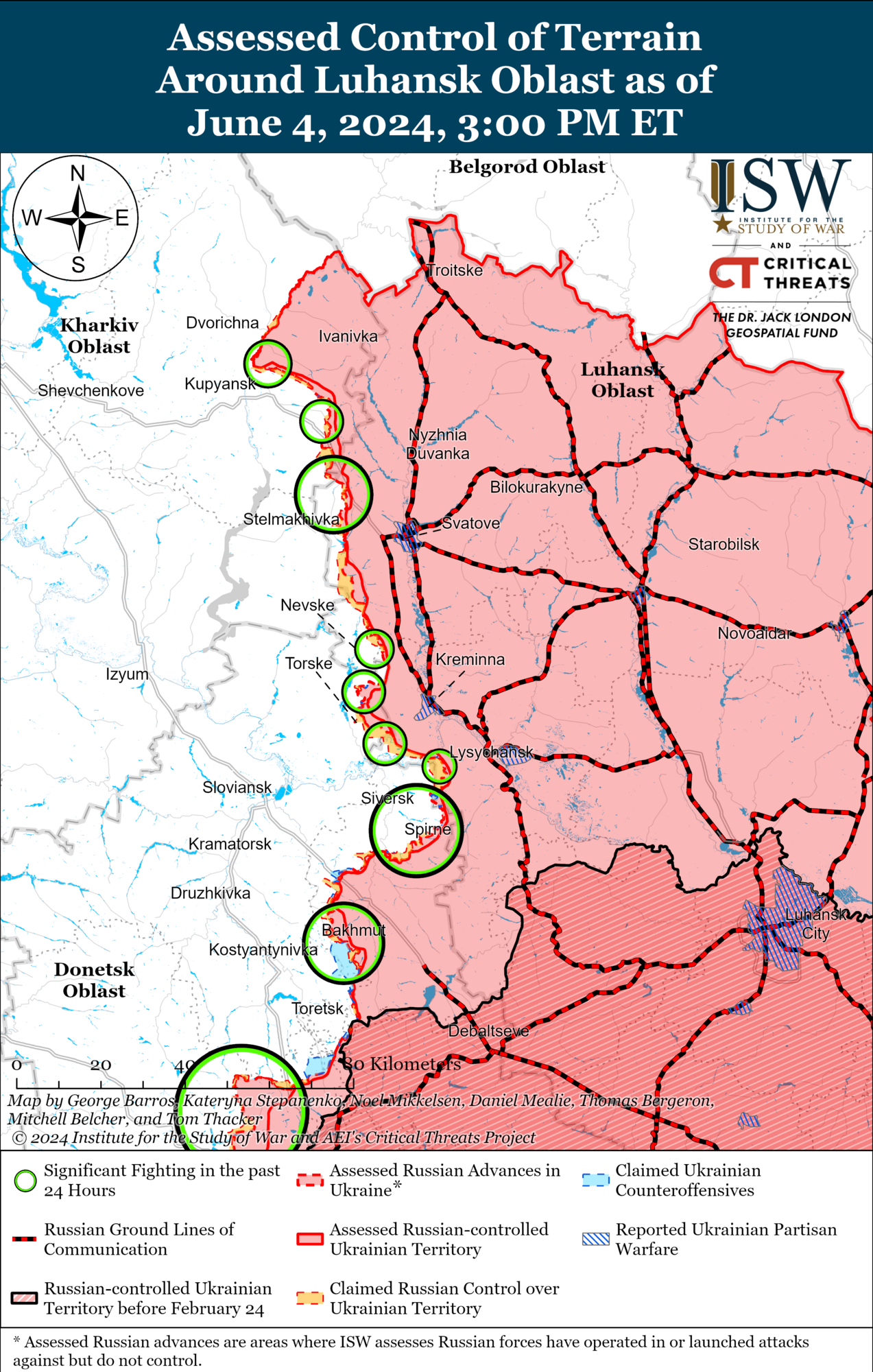 Карта бойових дій на Харківщині та Луганщині