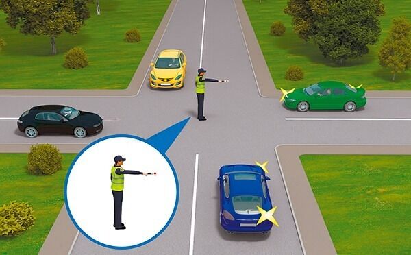 Кому з водіїв дозволено рух на сигнал регулювальник на перехресті: завдання з ПДР 