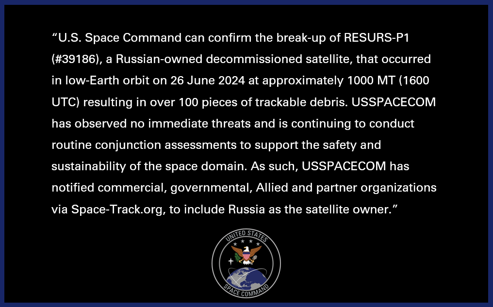 Развалился более чем на 100 частей: астронавты МКС были вынуждены час сидеть в укрытии из-за российского спутника. Что известно о Ресурс-П1