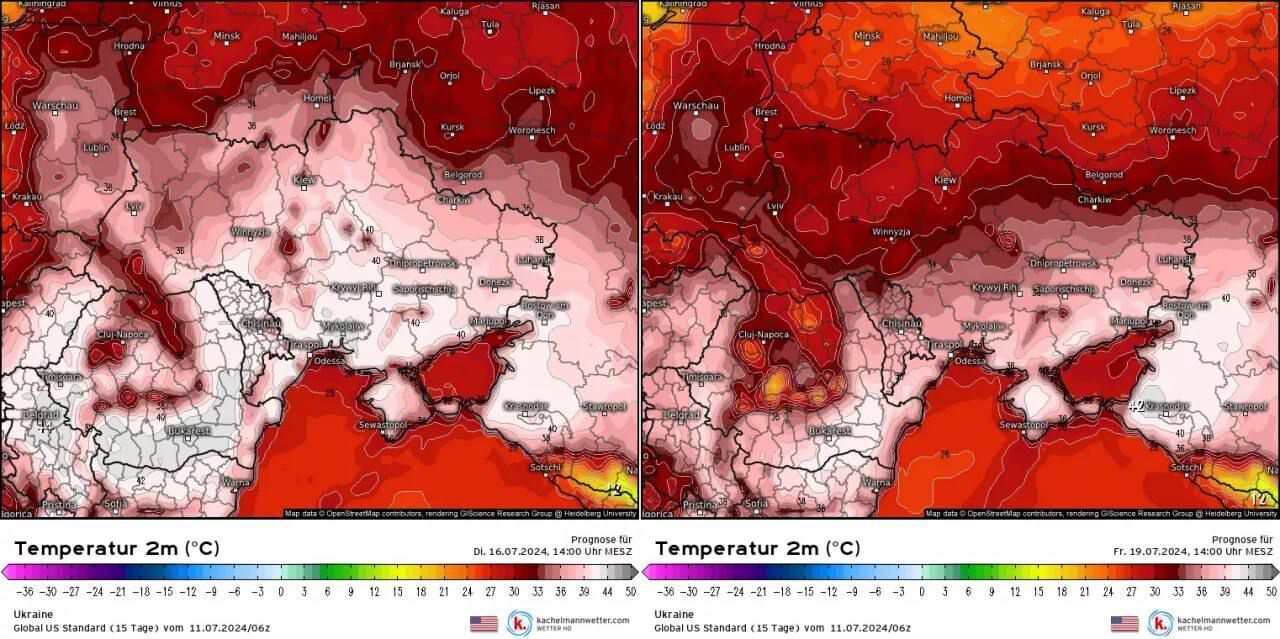 Температурна карта, складена метеорологами