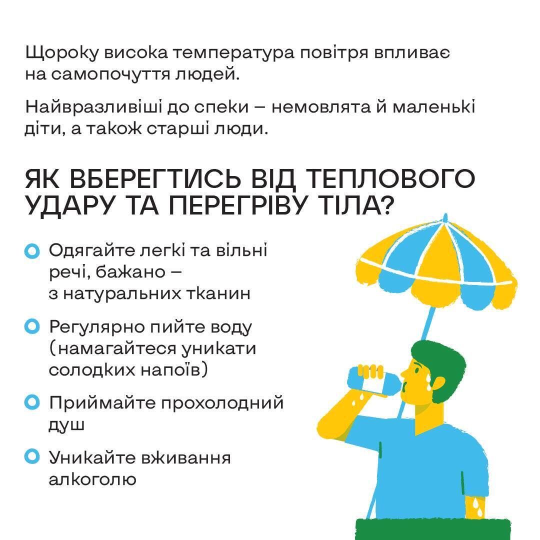 Як впоратися зі спекою та вберегтися від теплового удару: у МОЗ дали поради українцям