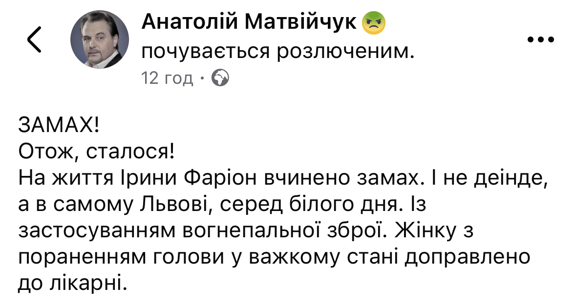 "Мова має значення. Це був постріл в Україну". Марія Бурмака, Бєдняков, Маша Єфросиніна та інші зірки відреагували на вбивство Ірини Фаріон