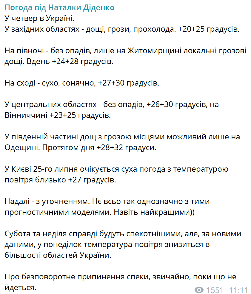 "Про безповоротне припинення спеки поки що не йдеться": синоптикиня дала прогноз для України. Карта