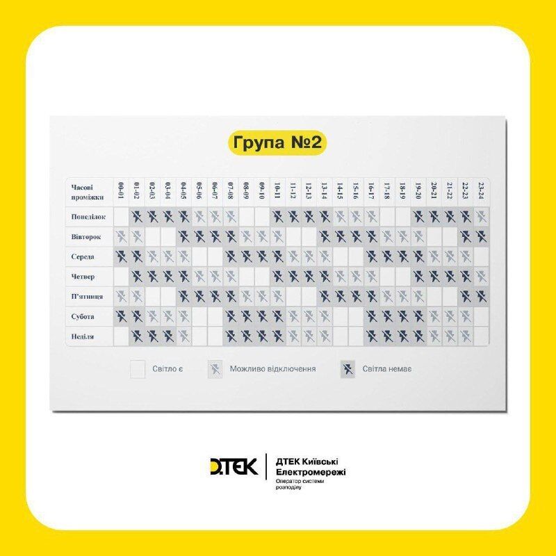 Отключения света для 2 группы в Киеве