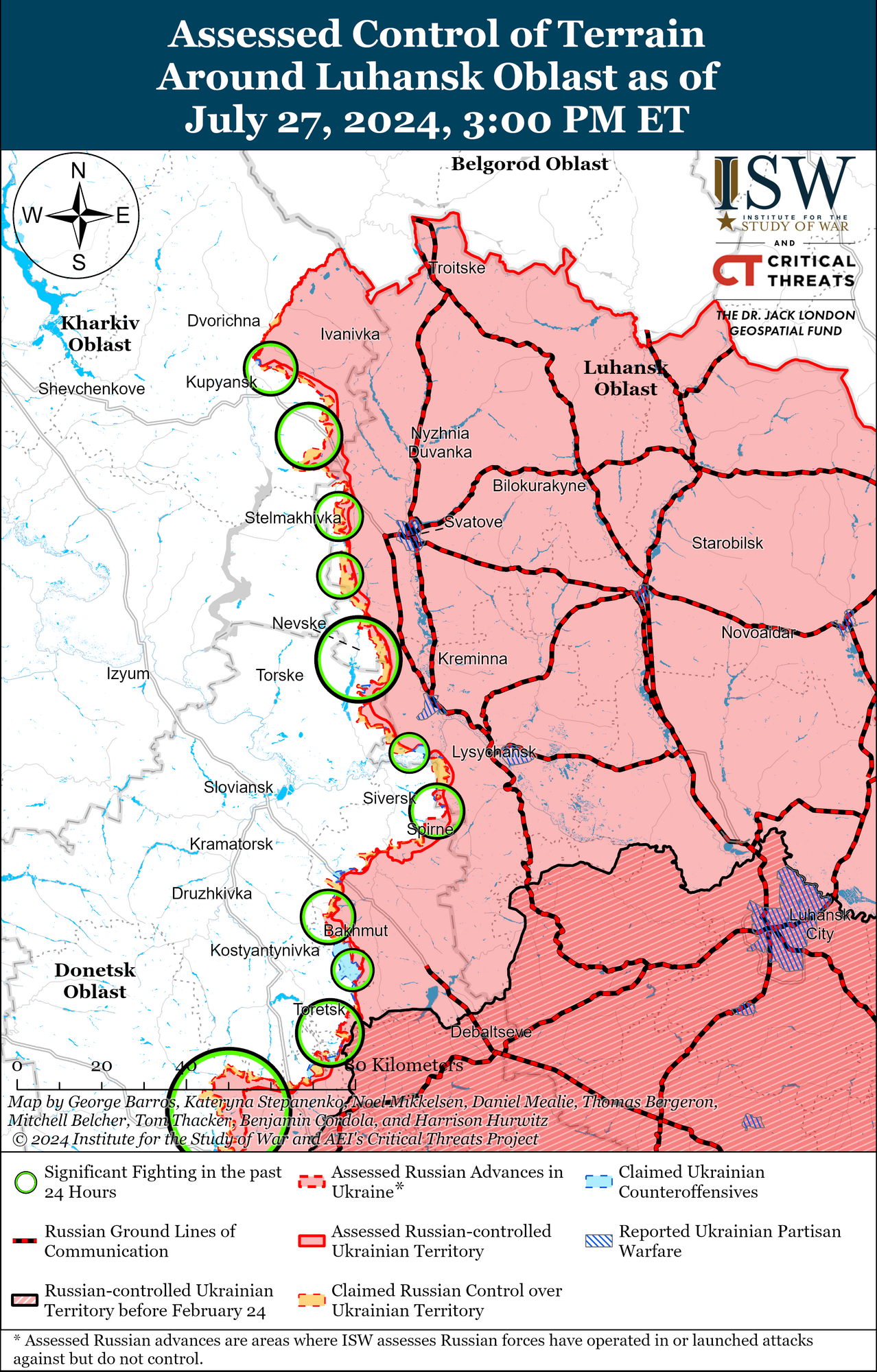 Лінія фронту на Харківщині та Луганщині