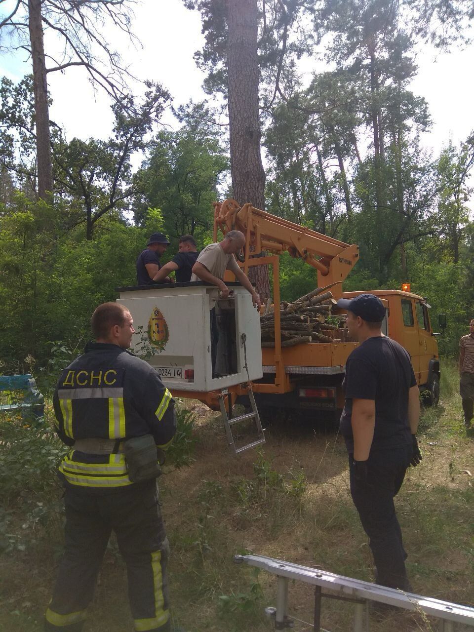 Не помічали два роки: під Києвом у сосні виявили нездетоновані залишки протитанкового ракетного комплексу. Фото