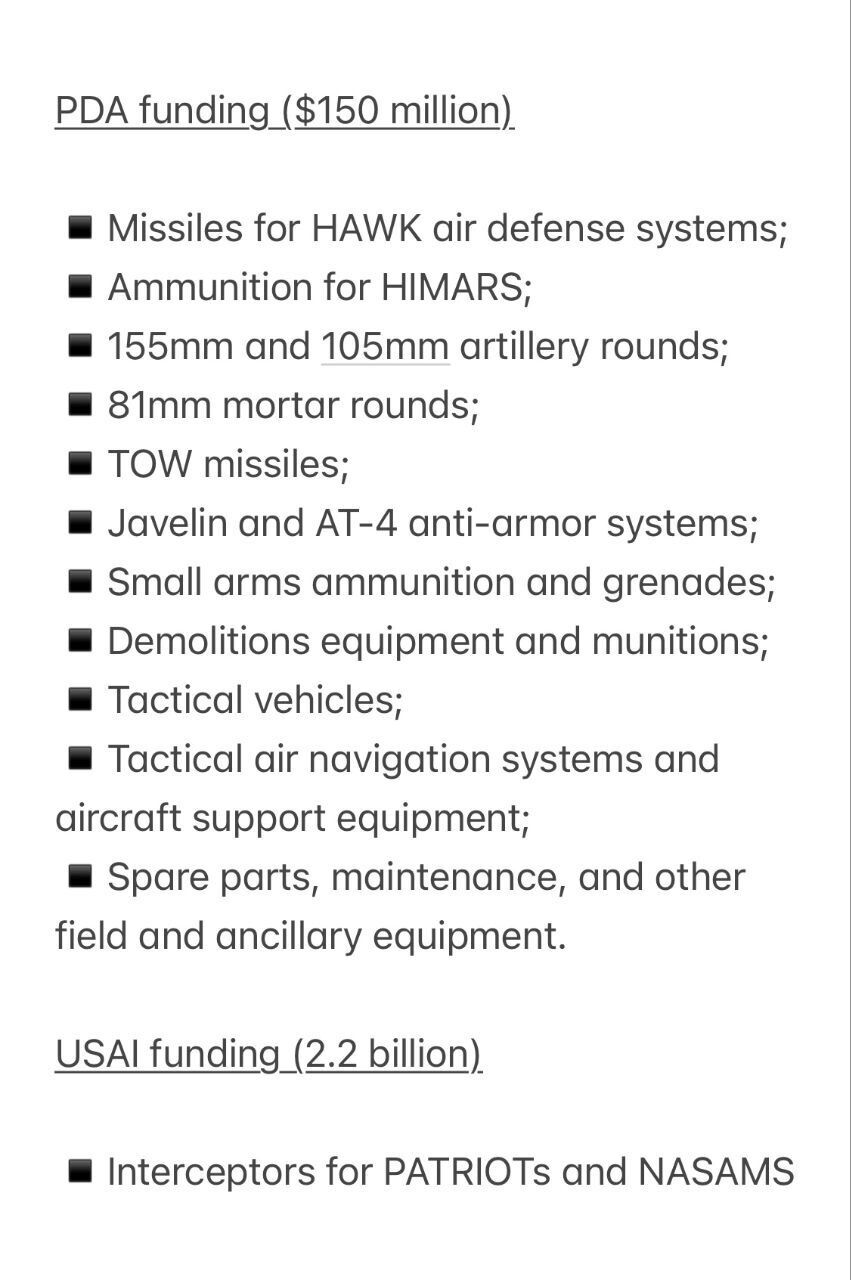 Ракеты для ПВО, боеприпасы для HIMARS и не только: США объявили о новом пакете военной помощи Украине