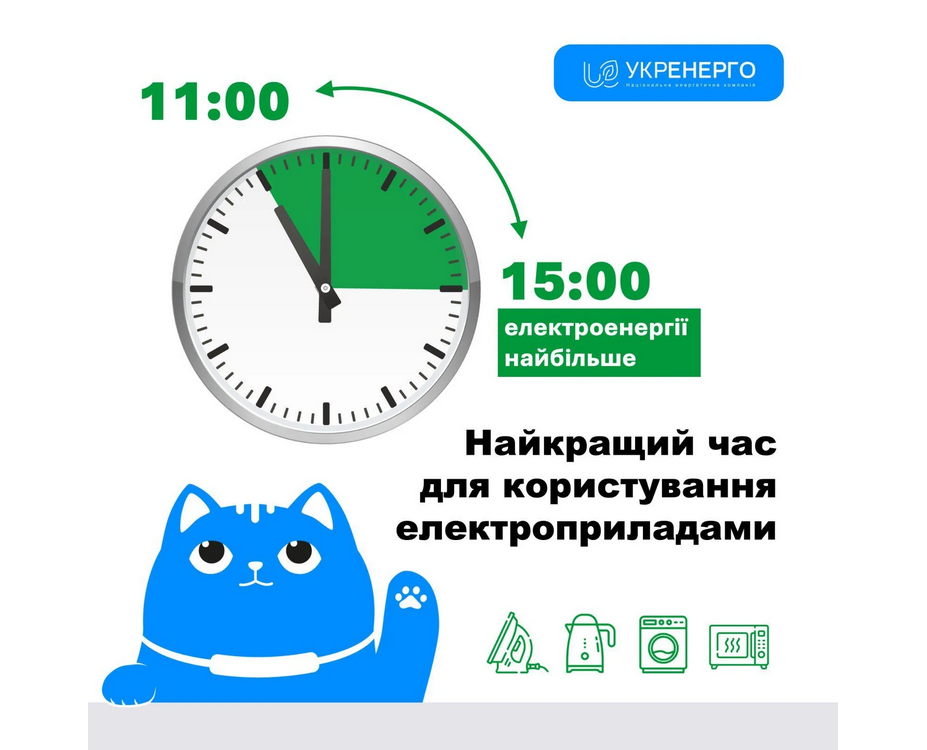 Українцям слід економити світло та перенести користування потужними електроприладами на денні години