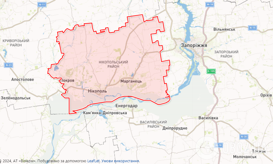 Нікопольський район на карті