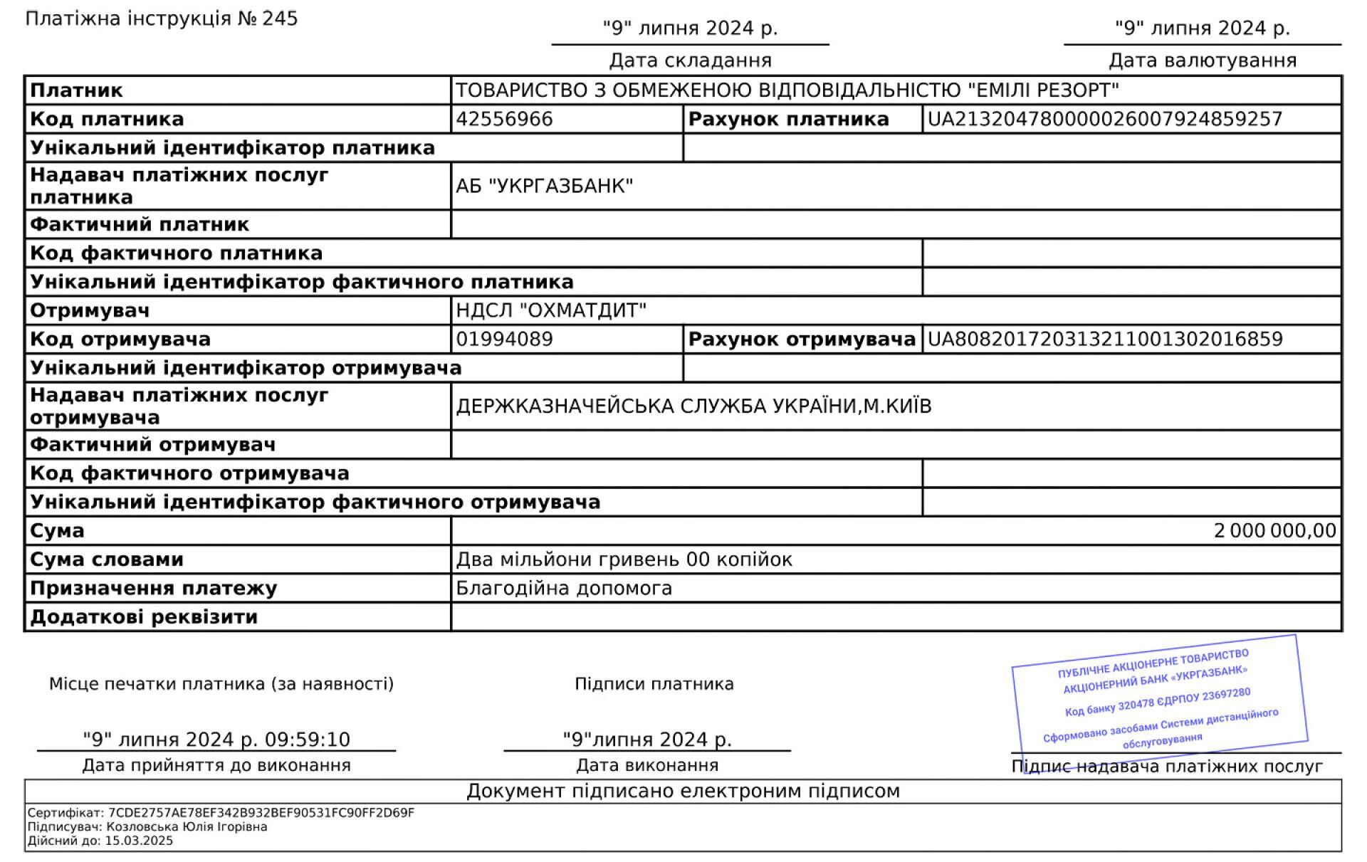 Григорий Козловский и Emily Resort присоединились к скорейшему восстановлению детской больницы "Охматдет"