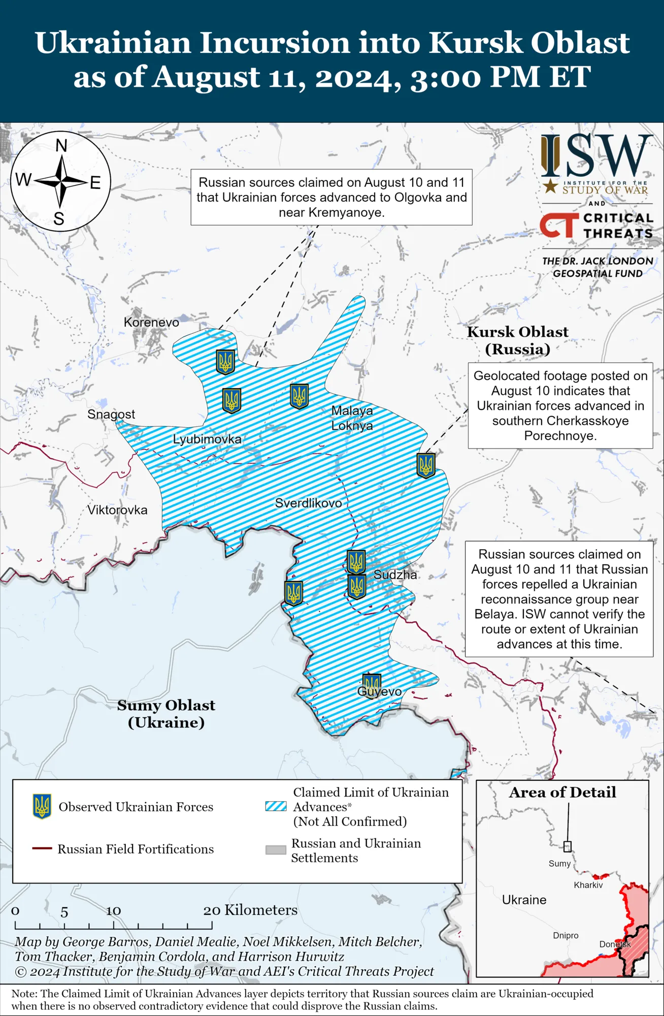 Карта бойових дій у Курській області