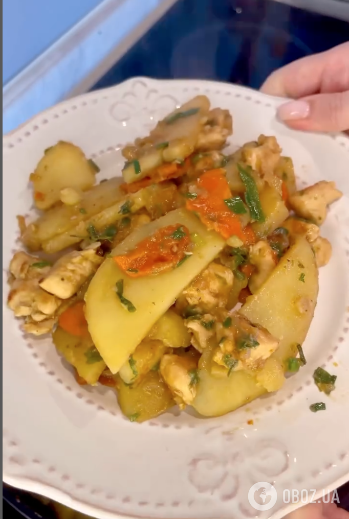 Готовый картофель с мясом