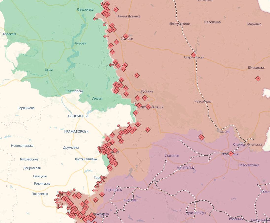 Найгарячіше на двох напрямках: у Генштабі розповіли, де намагаються прорватися окупанти. Карта