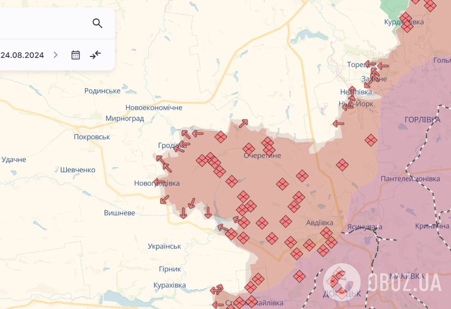 Карта обстановки на Покровському напрямку.