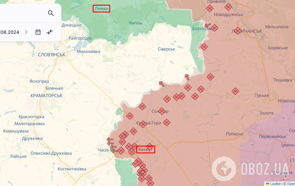 Фронт у районі Лимана та Бахмута