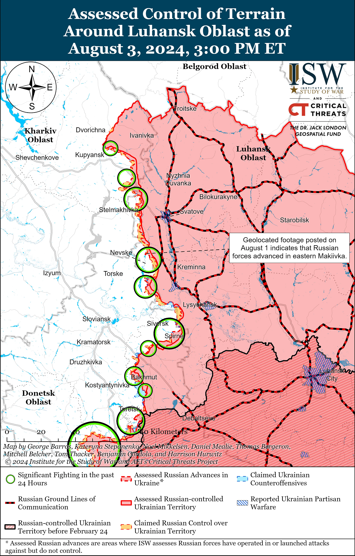 Окупанти просунулися у трьох точках на сході України – ISW