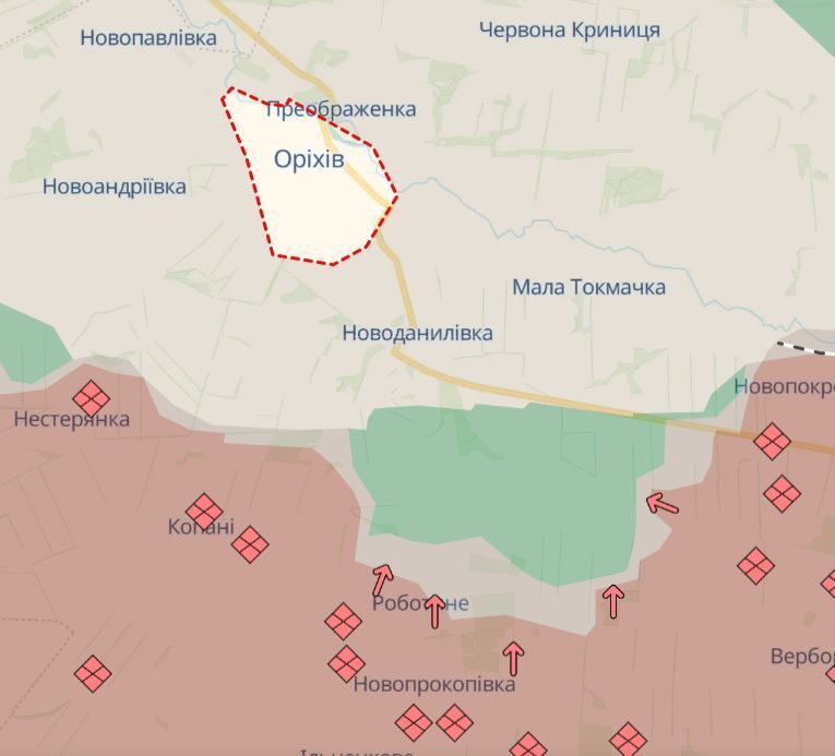 На Оріхівському напрямку загарбники здійснили одну наступальну дію .