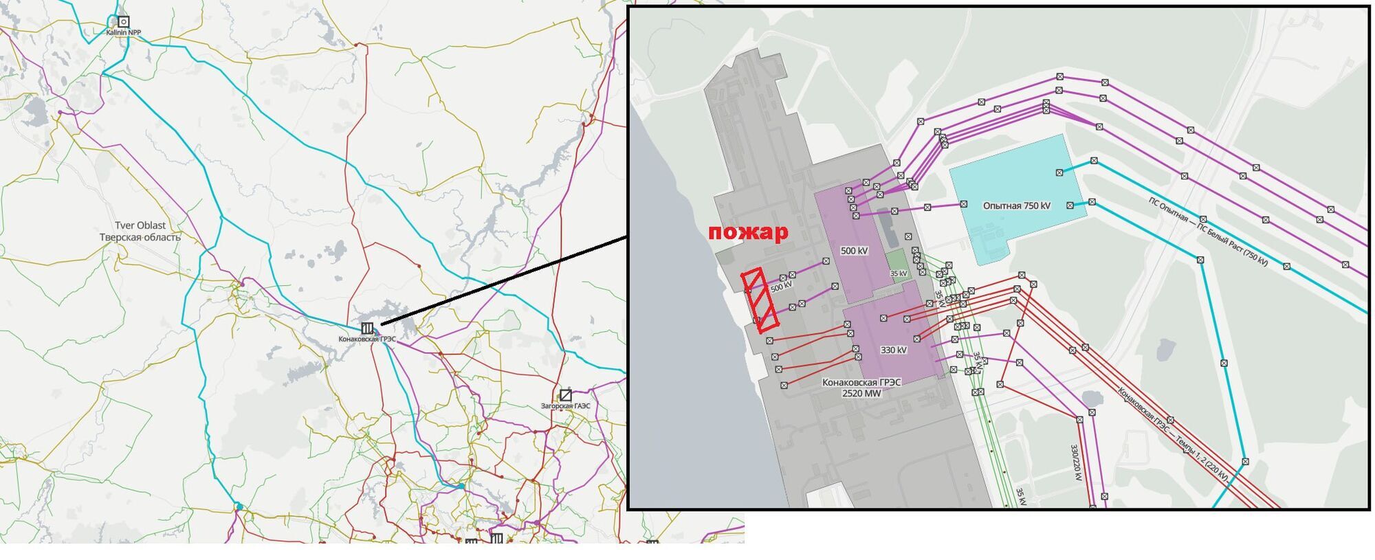 Беспилотники атаковали Каширскую и Конаковскую ГРЭС в России: оба энергообъекта горят. Фото и видео