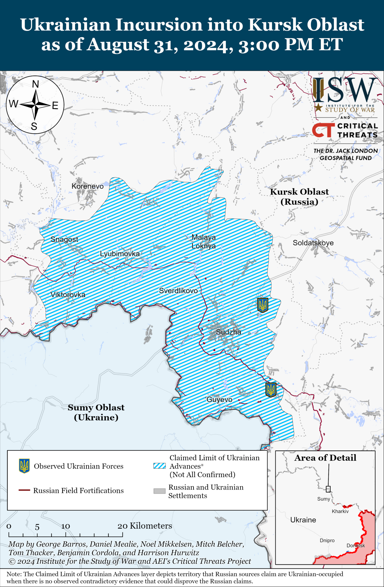 ISW: ЗСУ продовжують штурмувати Курську область, але просувань не зафіксовано. Карта