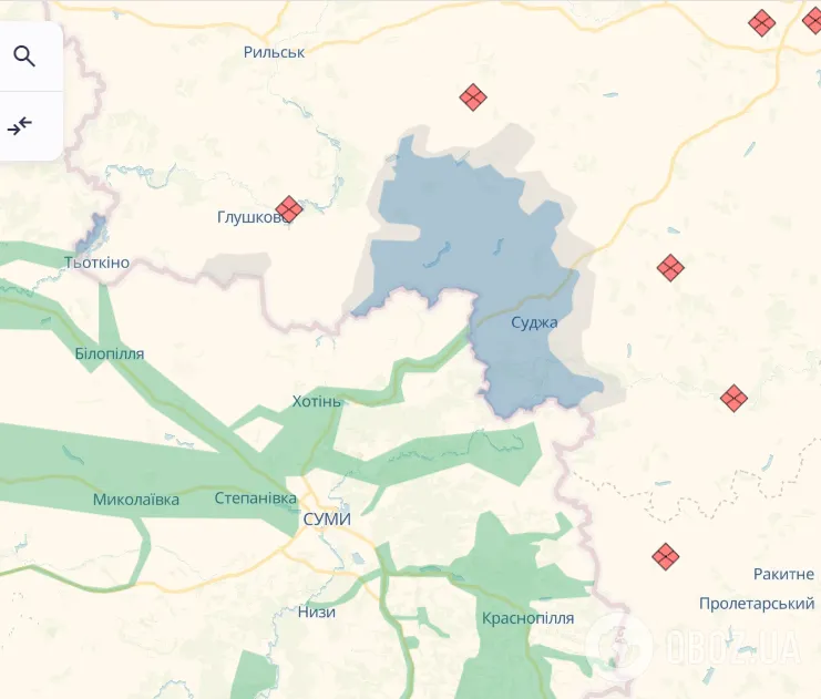 Карта бойових дій на Курщині