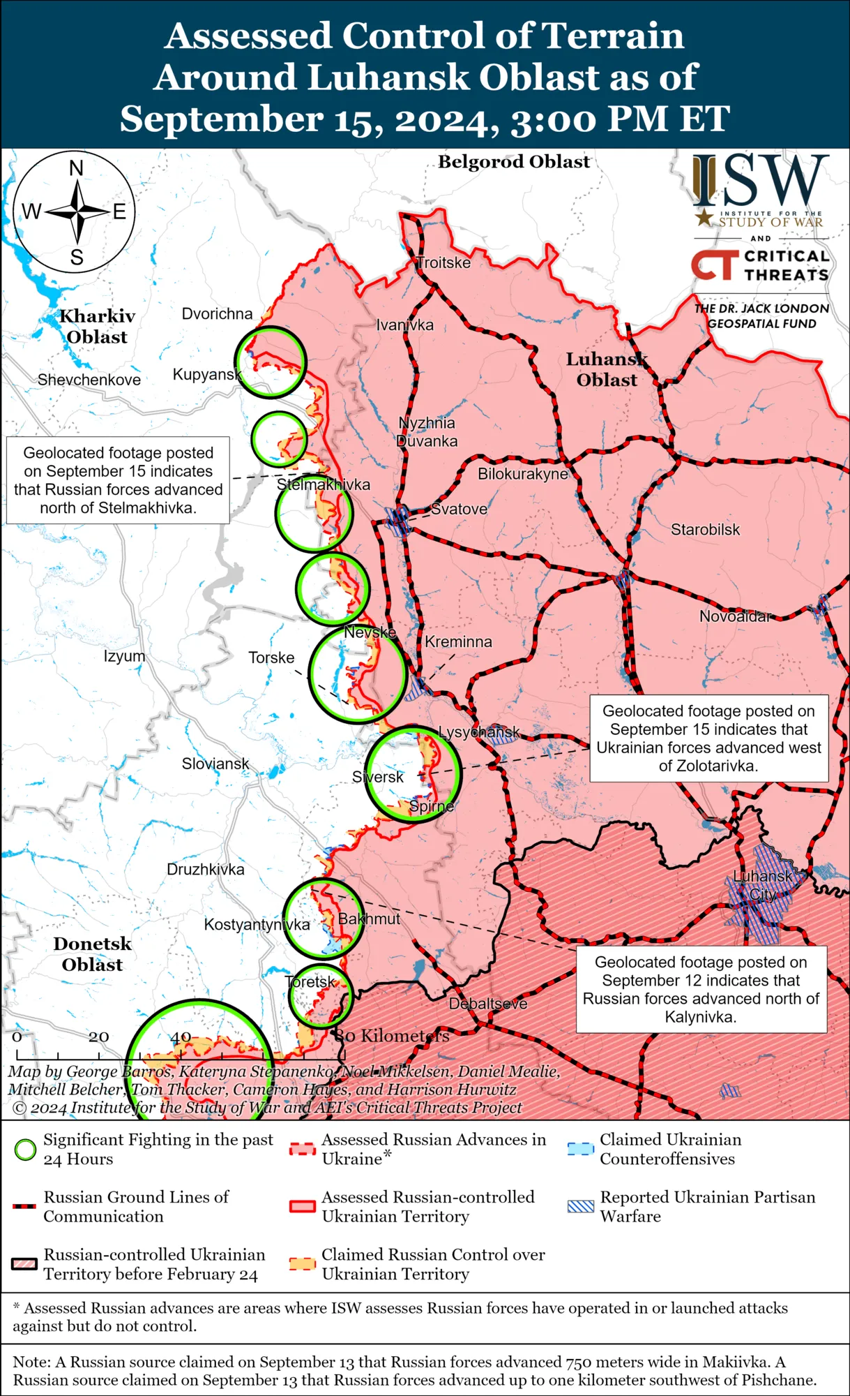 Карта боев в Харьковской и Луганской областях