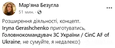 Безугла написала заяву на звільнення з оборонного комітету ВР: проситься до комітету з питань зовнішньої політики