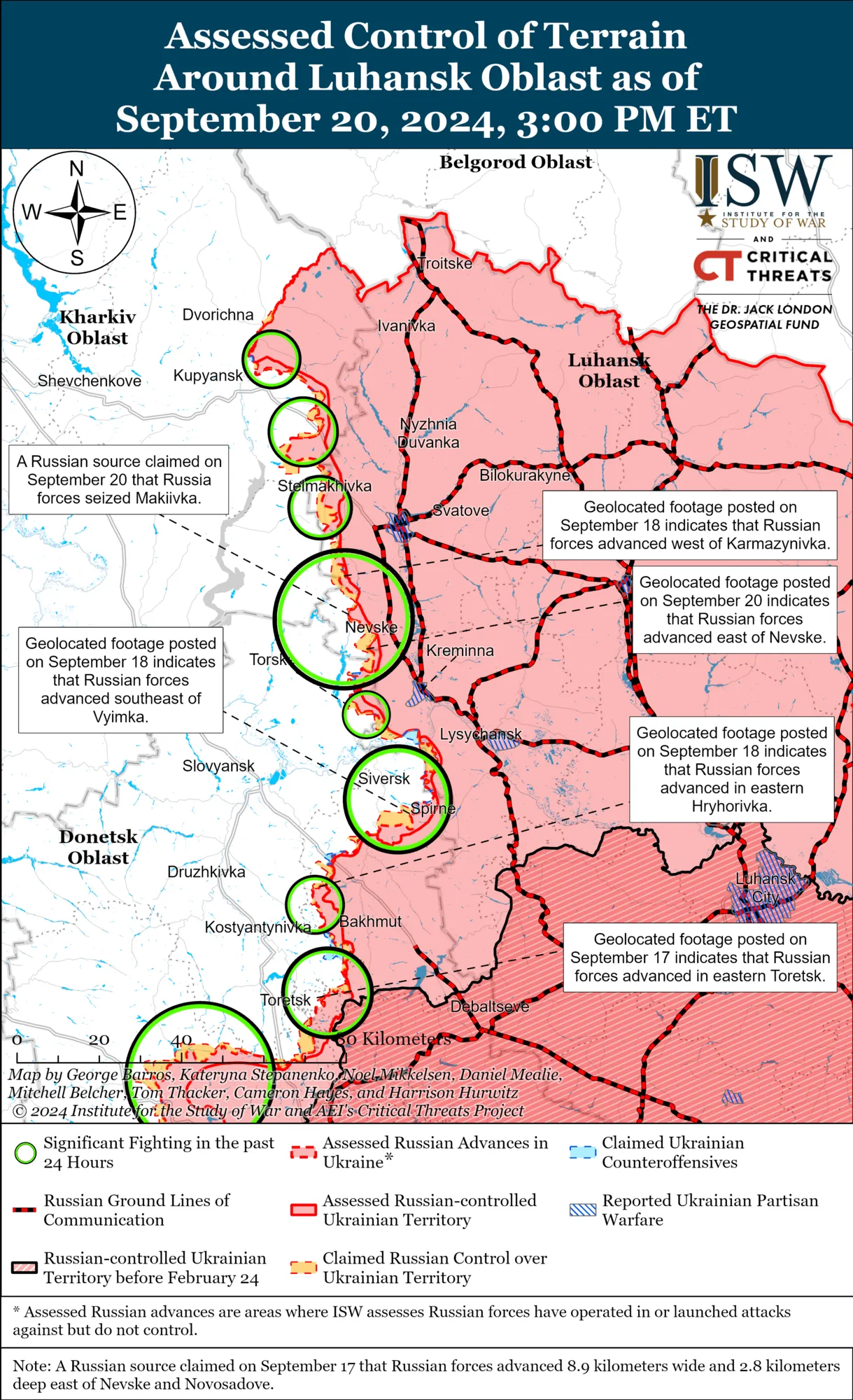 ISW: ВСУ продвинулись в Харьковской области, а российская армия – на Донбассе. Карта