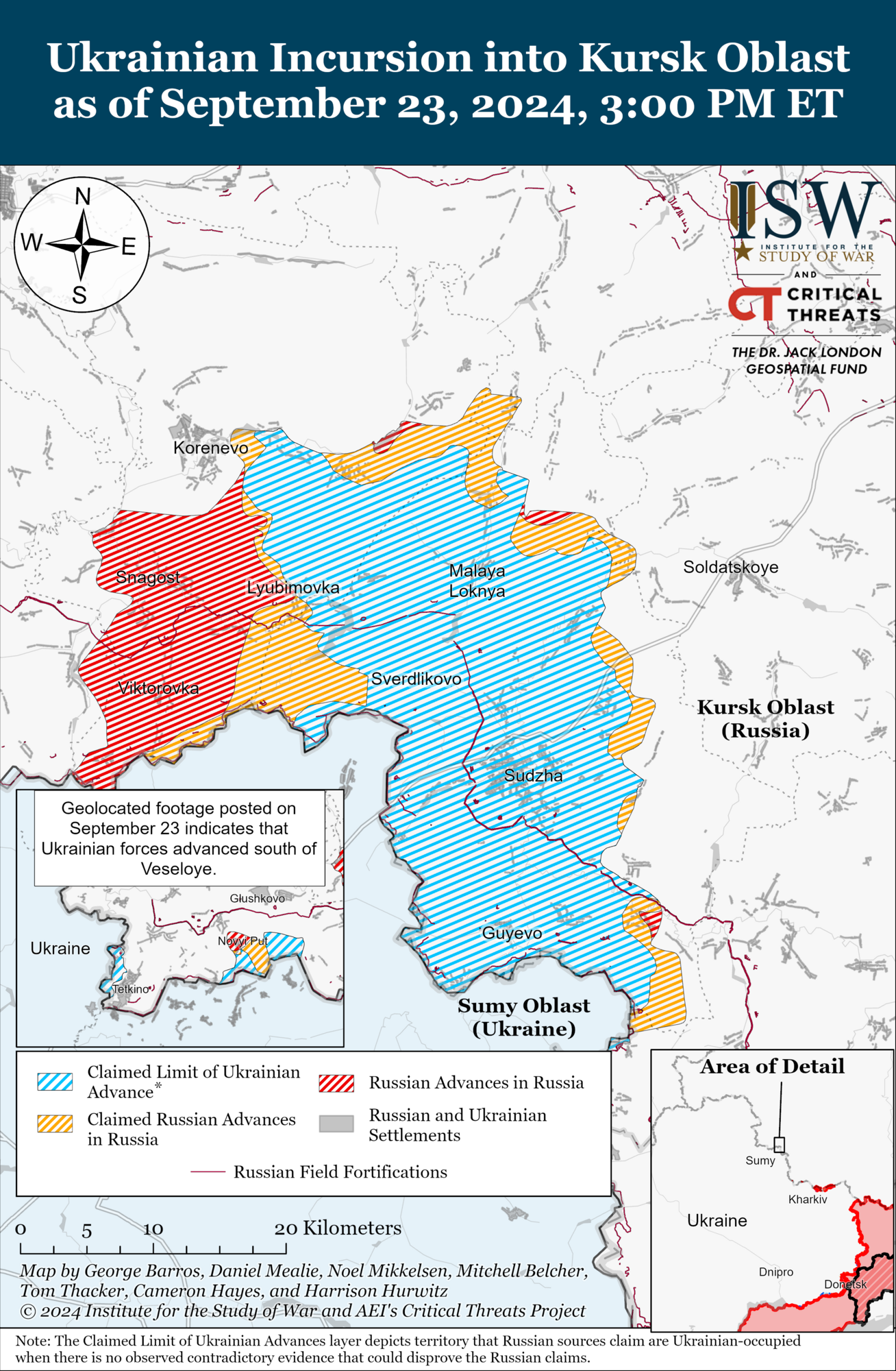 ВСУ продвинулись на Курщине, российские контратаки провалились: анализ ISW. Карта