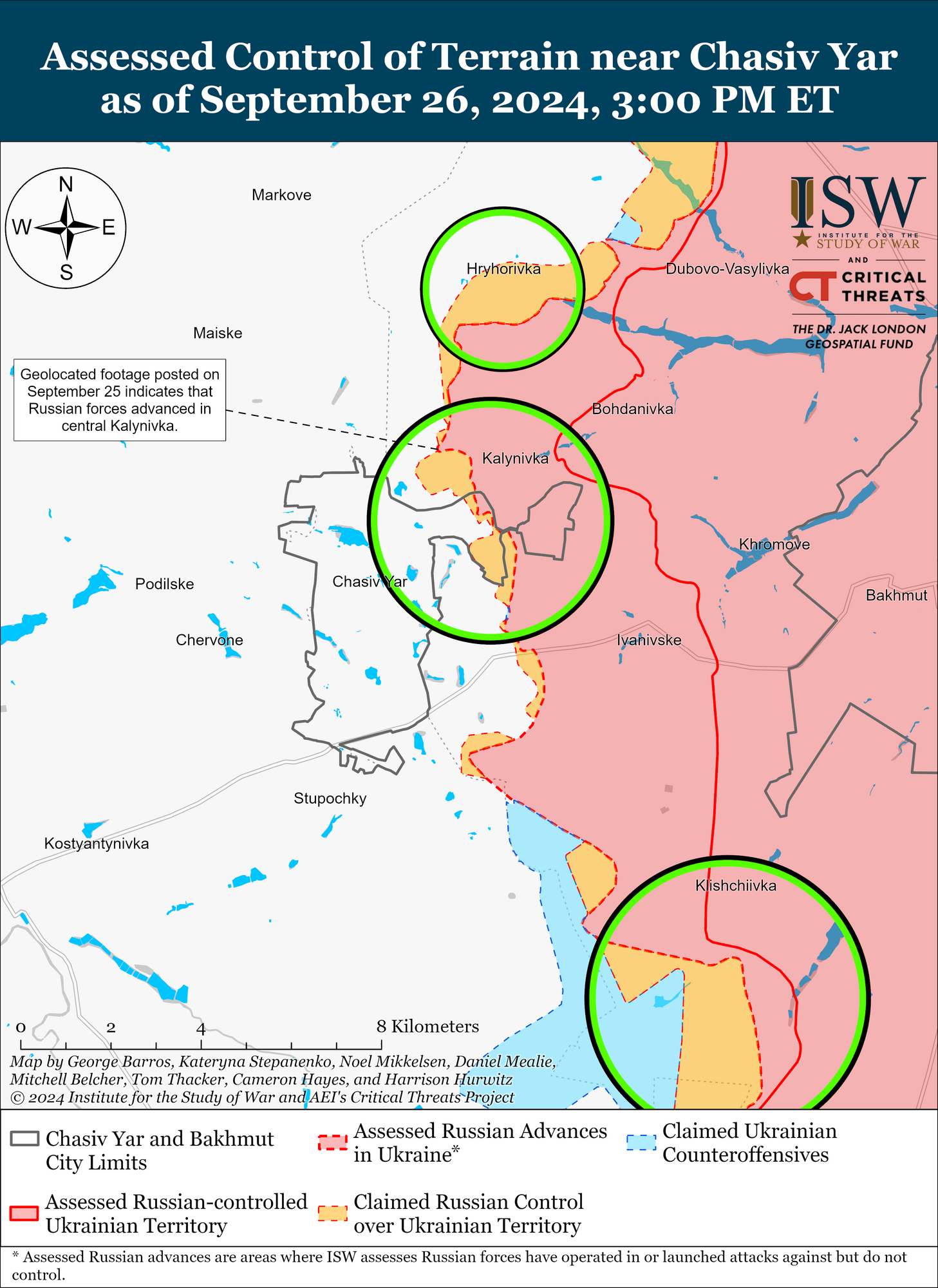 Окупанти просунулися біля Часового Яру і Покровська: в ISW оцінили ситуацію. Карта