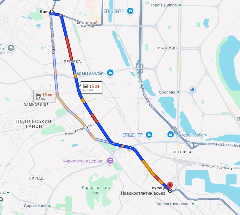 В Киеве утром возникли огромные пробки: где затруднено движение авто. Карта