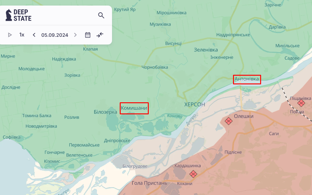 Камишани та Антонівка на карті.