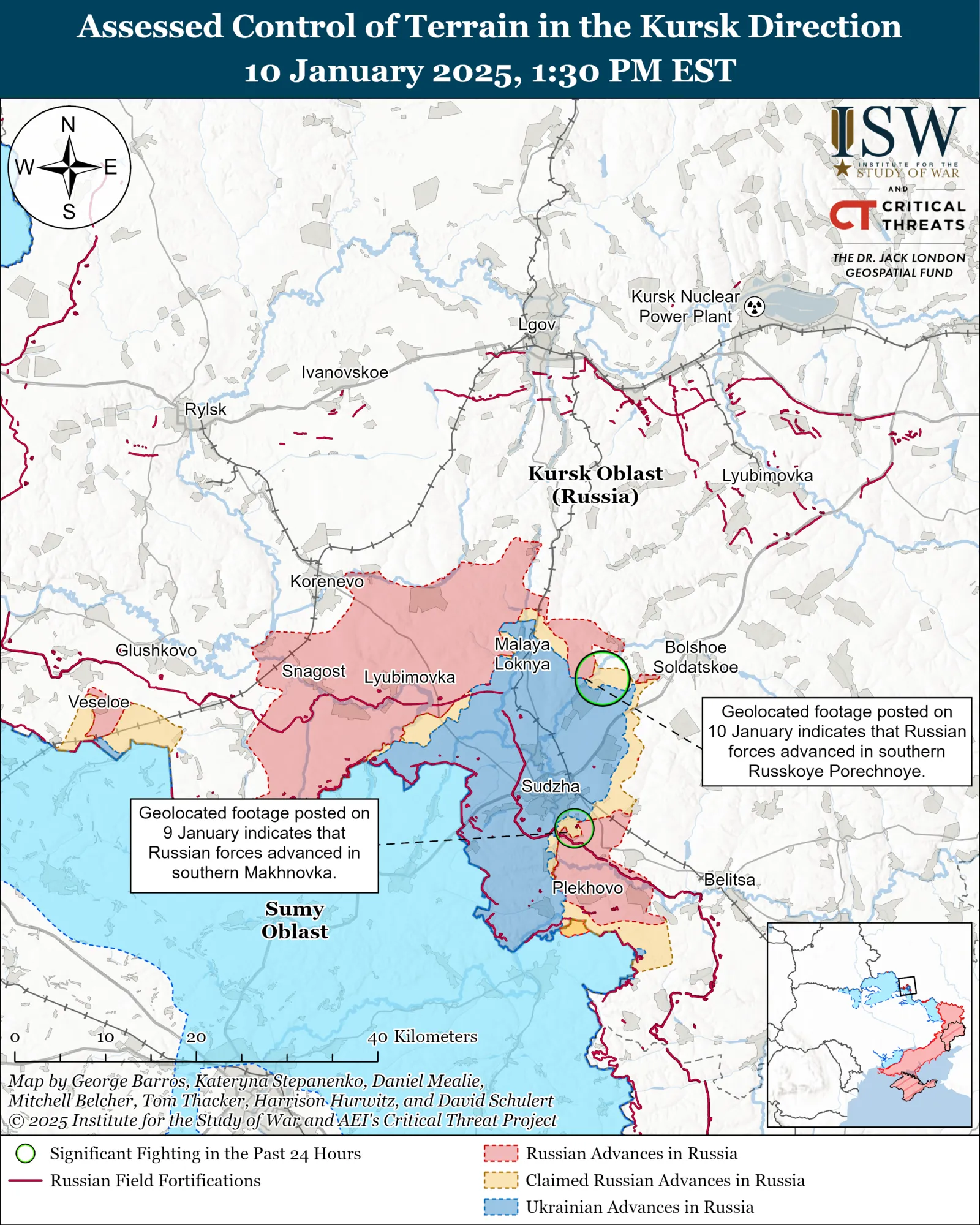 ISW: ЗСУ контратакували під Бердіним і Кругленьким на Курщині. Карта