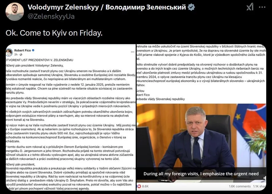 Зеленський запросив Фіцо до Києва: коли може відбутися візит